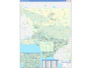 Los Angeles County, CA Wall Map Zip Code Basic Style 2022